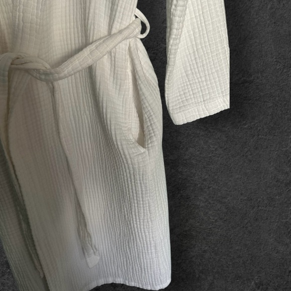 Quince 100% Organic Cotton White Waffle Knit Robe - Large (L) - Picture 4 of 9